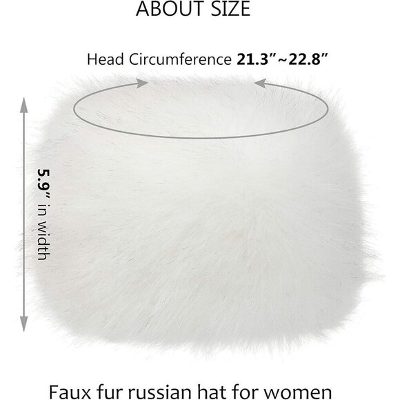 Women\'s White With Tips Winter Faux Fur Cossak Russian Style Hat Warm Cap main image 4